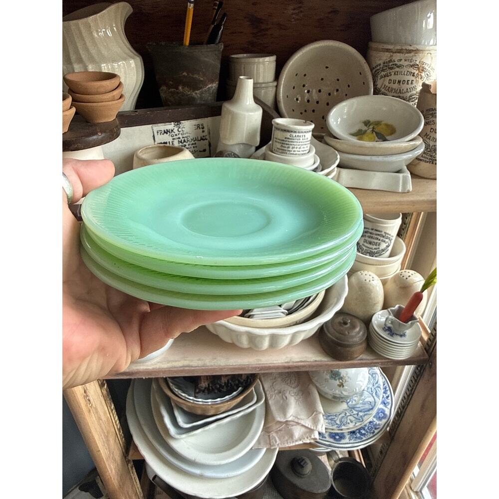 Vintage Fire-King Jadeite Saucers Set of 4 – 6” – Made in USA